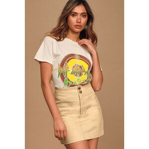 Lulus Copacetic Vibes Beige Mini Skirt - Size XS